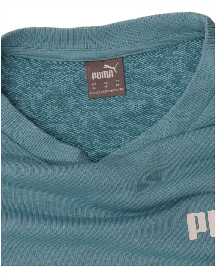 PUMA Womens Oversized Graphic Sweatshirt Jumper UK 6 XS Blue