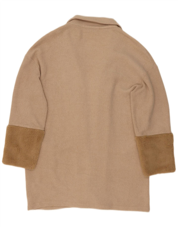 Zara Womens Oversized Longline Cardigan Sweater UK 14 Medium Beige
