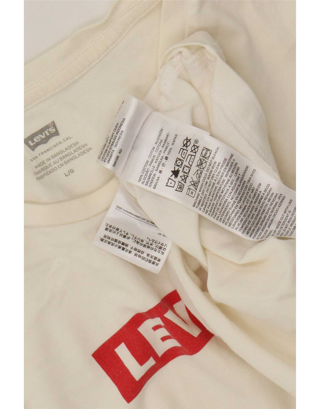 Levi's Mens Graphic T-Shirt Top Large Off White Cotton