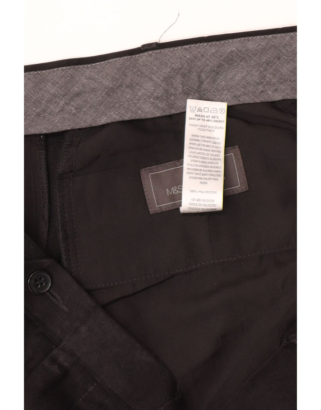 Marks & Spencer Mens Regular Fit Suit Trousers W40 L31 Black Polyester