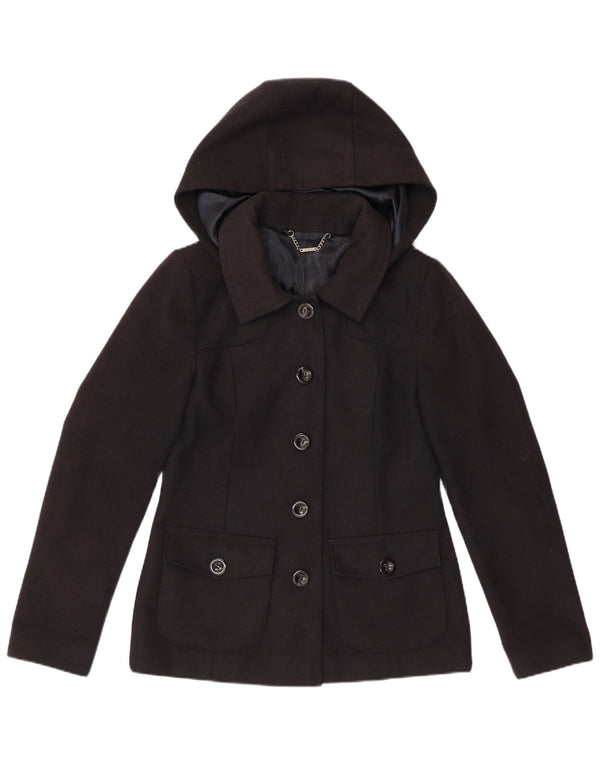 LAURA ASHLEY Womens Hooded 5 Button Blazer Jacket UK 10 Small Navy Blue