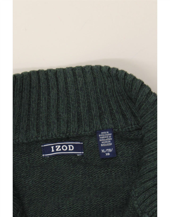 IZOD Mens Button Neck Jumper Sweater XL Green Cotton Vintage Izod and Second-Hand Izod from Messina Hembry 