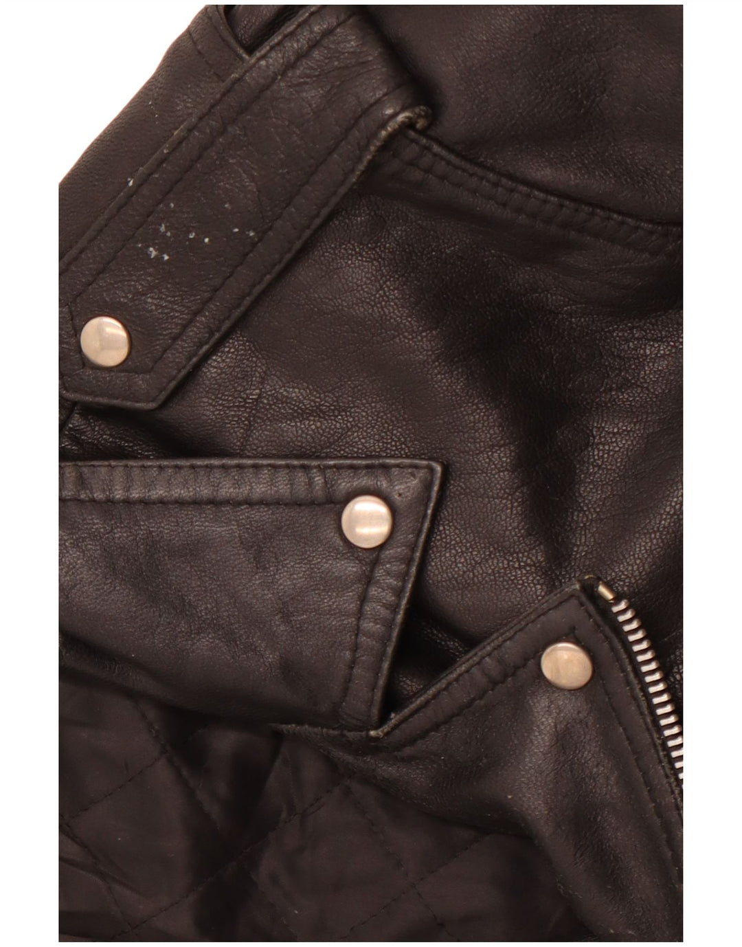 VINTAGE Womens Leather Biker Jacket UK 14 Medium Black Leather