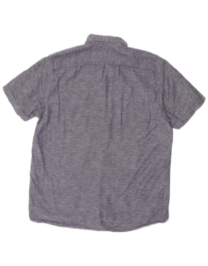 TED BAKER Mens Short Sleeve Shirt Size 3 Medium Navy Blue Flecked Cotton
