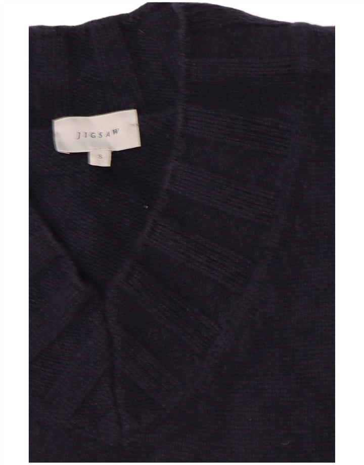 JIGSAW Womens Oversized Vest Tank Top UK 10 Small Navy Blue Wool