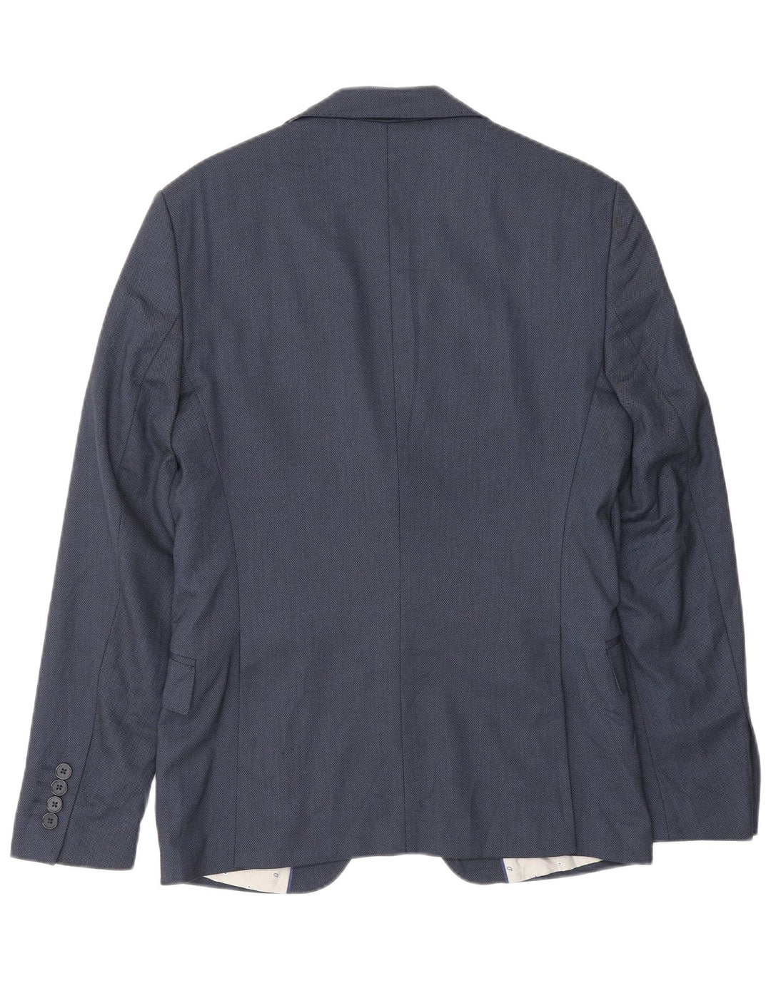 Zara Mens 2 Button Blazer Jacket EU 46 Small Navy Blue Viscose