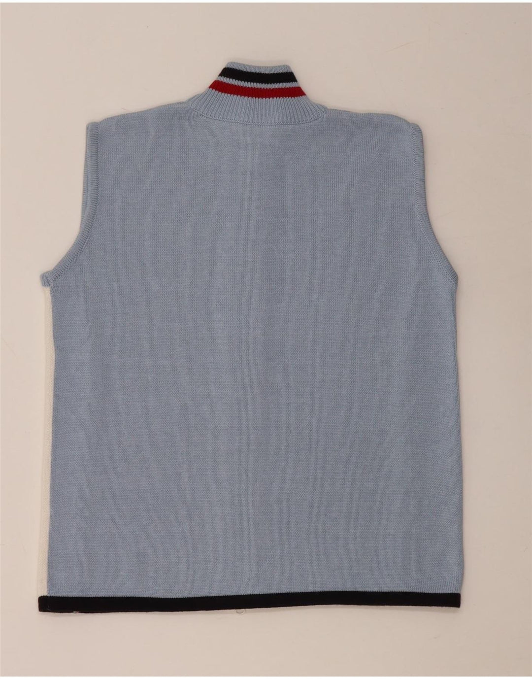VINTAGE Womens Sleeveless Cardigan Sweater UK 16 Large Blue Colourblock