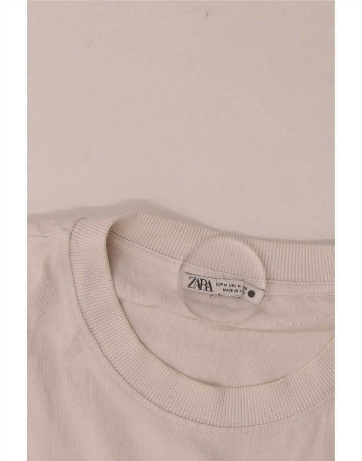 Zara Womens Crop Oversized T-Shirt Top UK 14 Medium White