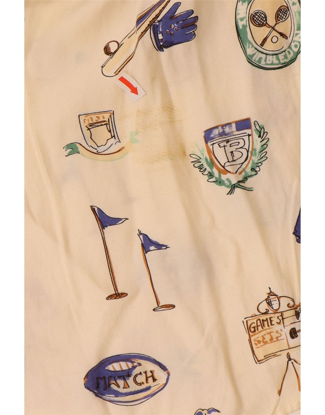 BARONI Mens Graphic Short Sleeve Shirt Large Off White Viscose