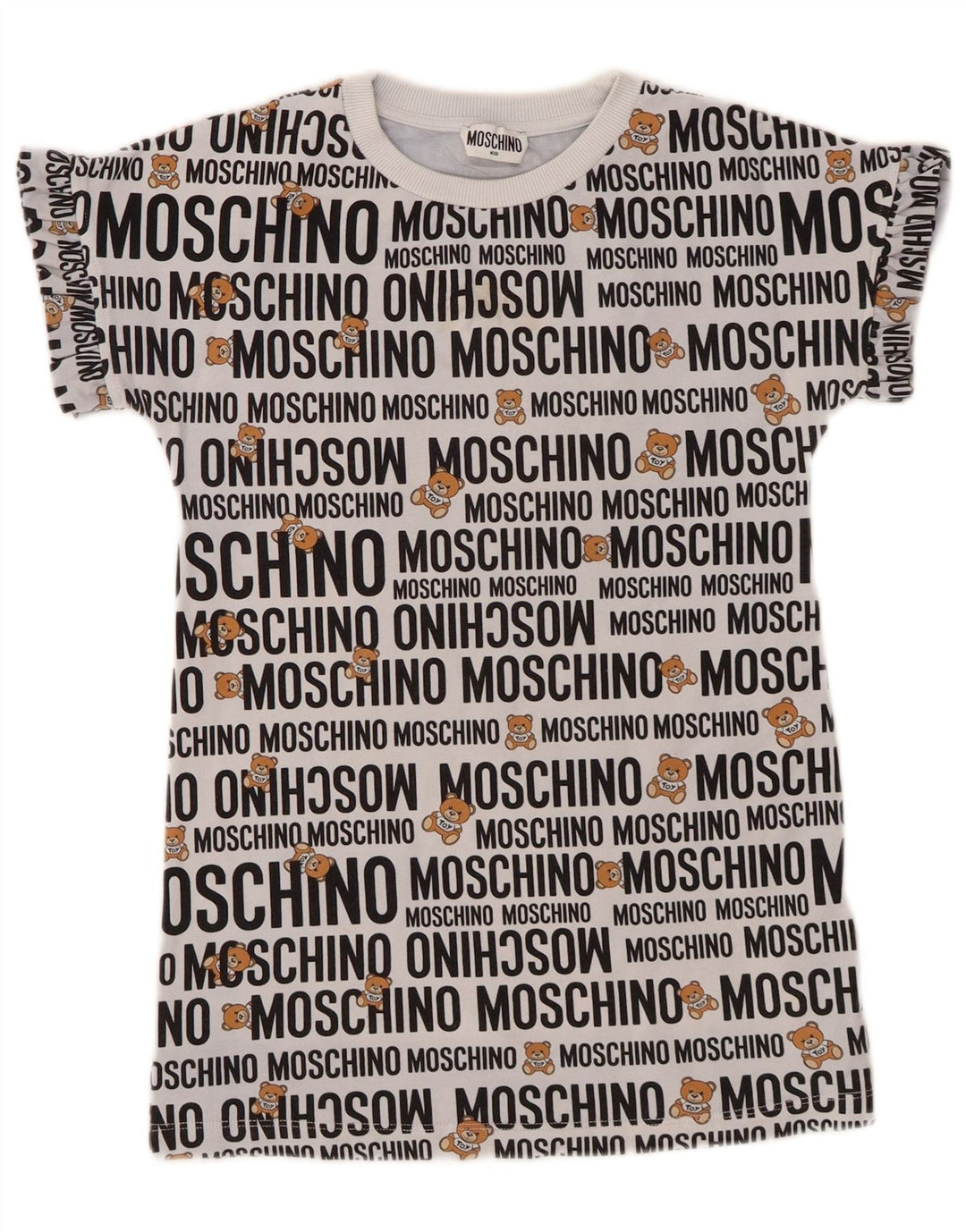 MOSCHINO Girls Graphic T-Shirt Top 7-8 Years Grey Cotton