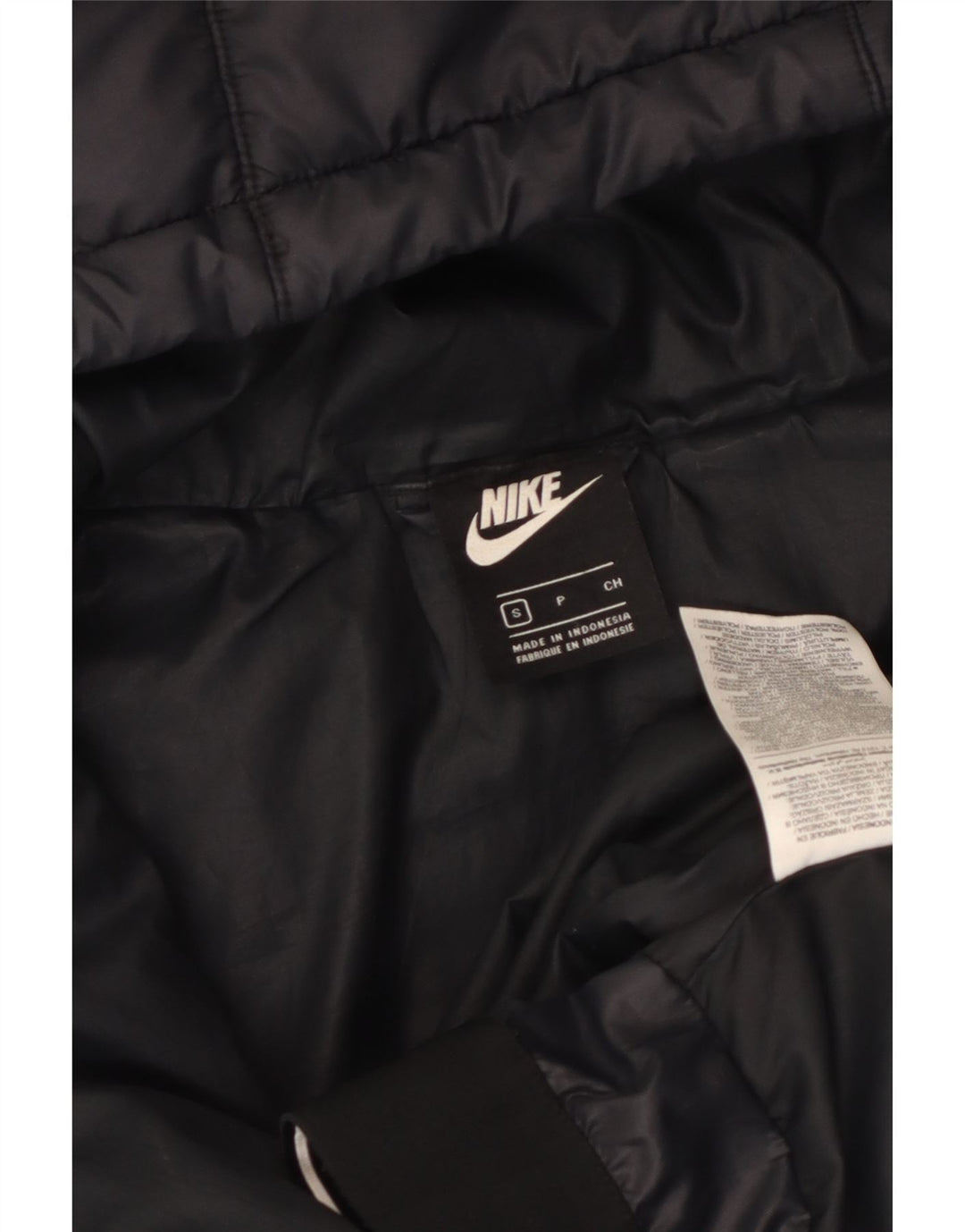 Nike Womens Hooded Padded Jacket UK 10 Small Black Polyester