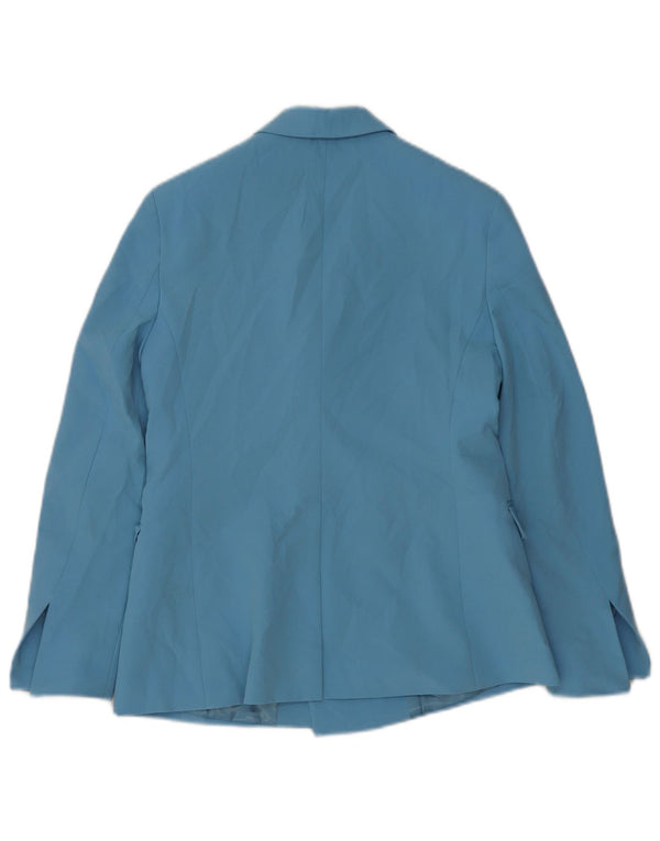 Topshop Womens Double Breasted Blazer Jacket UK 8 Small Blue Polyester