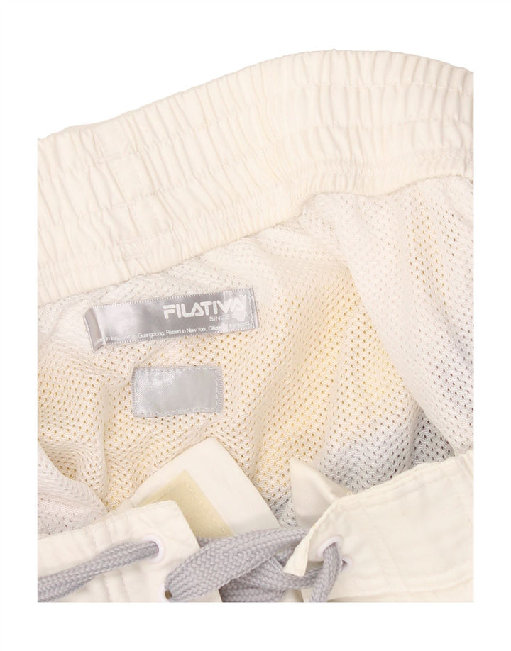 FILA Womens Swimming Shorts UK 14 Large  White Colourblock Polyester Vintage Fila and Second-Hand Fila from Messina Hembry 