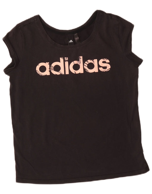 Adidas Womens Graphic T-Shirt Top UK 14 Medium Black Cotton