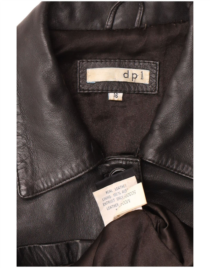 Vintage Womens Leather Jacket UK 16 Large Black Leather
