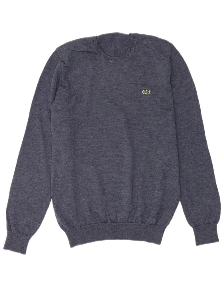 LACOSTE Mens Crew Neck Jumper Sweater Size 4 Medium Blue Wool