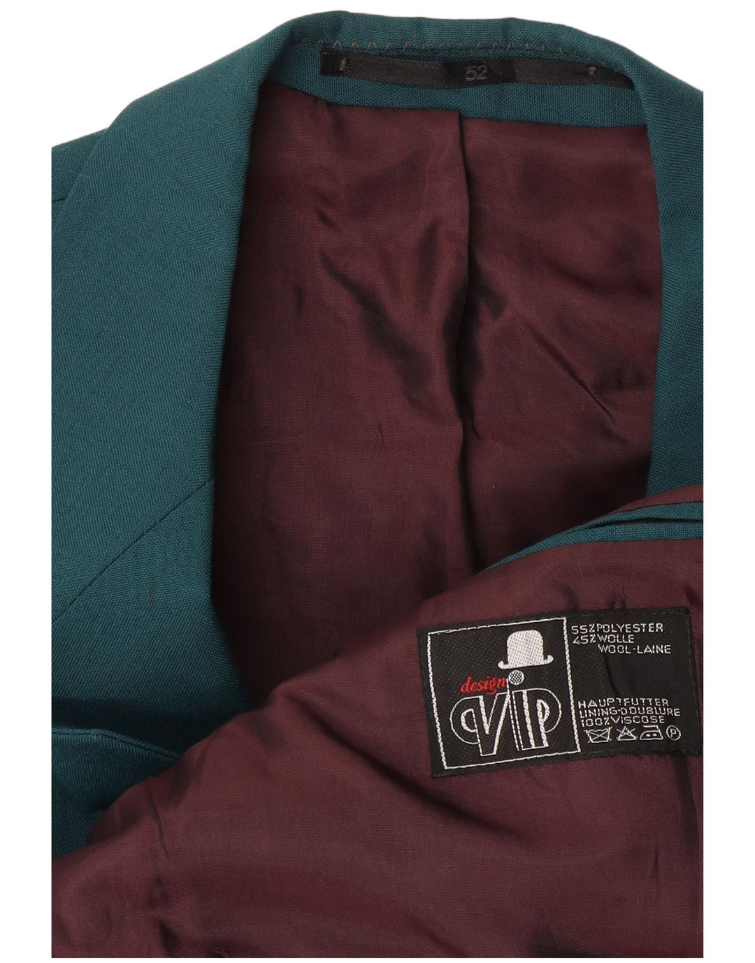 VIP Mens Double Breasted Blazer Jacket IT 52 XL Green Wool