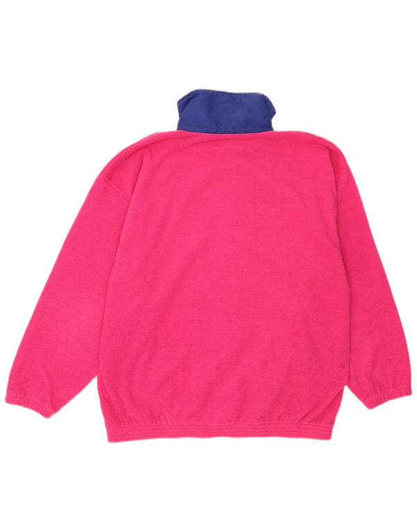 Vintage Womens Loose Fit Fleece Jacket UK 14 Large Pink Polyester Sports