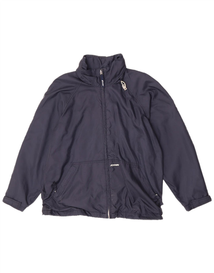 K-Way Womens Hooded Windbreaker Jacket UK 14 Medium Navy Blue