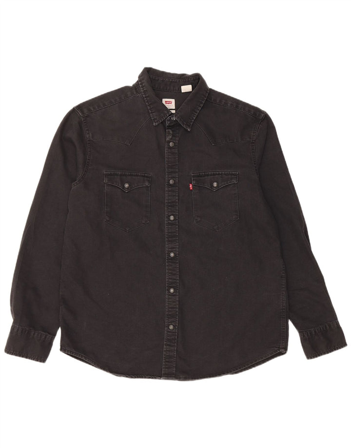 LEVI'S Mens Standard Denim Shirt Large Black Cotton