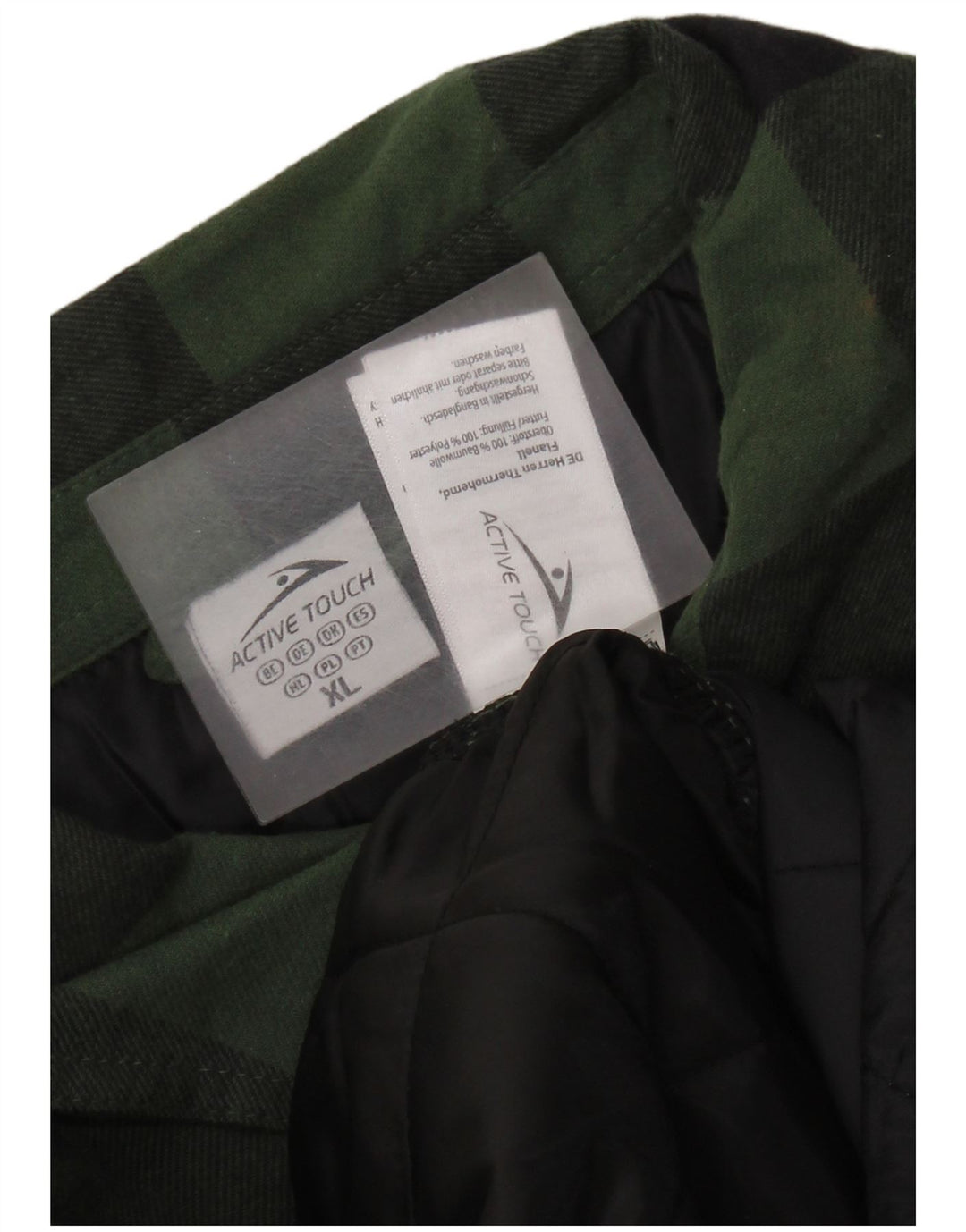 ACTIVE TOUCH Mens Lumberjack Flannel Shirt XL Green Gingham Cotton