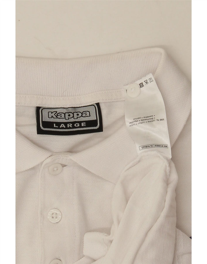 KAPPA Mens Polo Shirt Large White Cotton Vintage Kappa and Second-Hand Kappa from Messina Hembry 