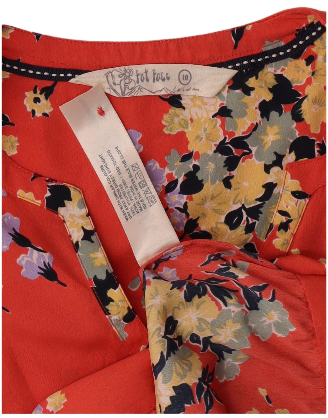 FAT FACE Womens Short Sleeve Shirt Blouse UK 10 Small  Red Floral