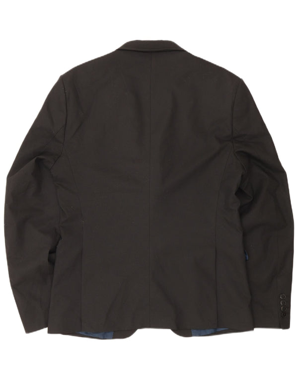 Zara Mens 2 Button Blazer Jacket EU 50 Medium Black Polyester
