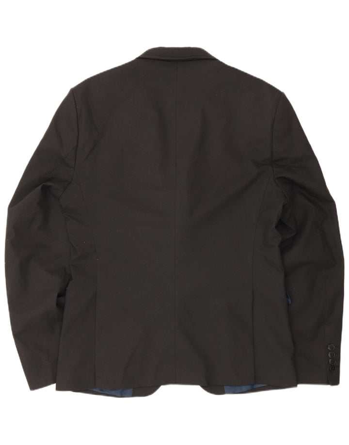 Zara Mens 2 Button Blazer Jacket EU 50 Medium Black Polyester