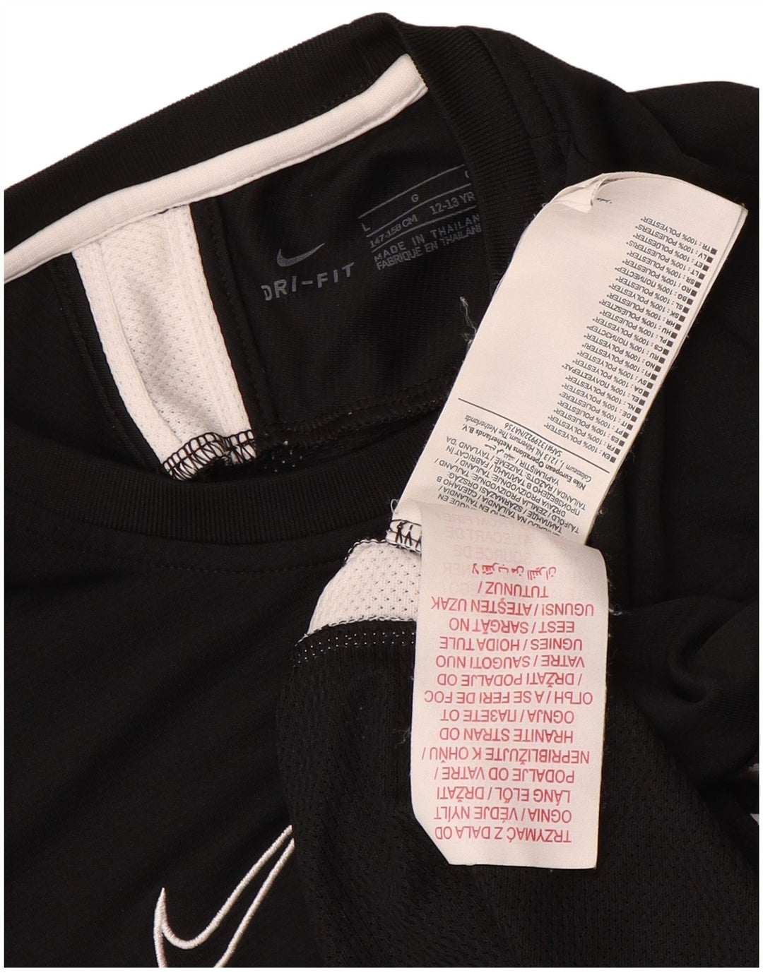 Nike Boys Dri Fit T-Shirt Top 12-13 Years Large Black Polyester