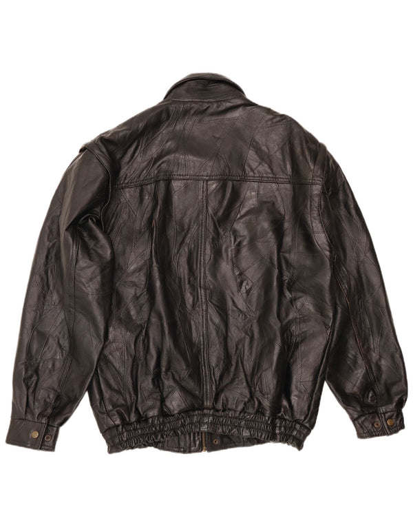 VINTAGE Mens Leather Jacket UK 40 Large Black Leather