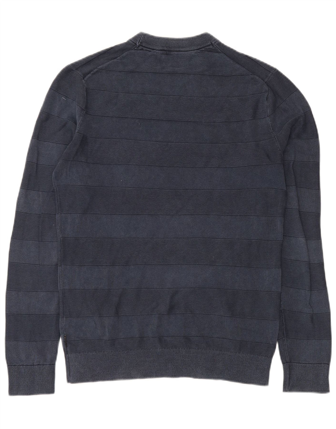 CALVIN KLEIN Mens Crew Neck Jumper Sweater Small Navy Blue Striped Cotton
