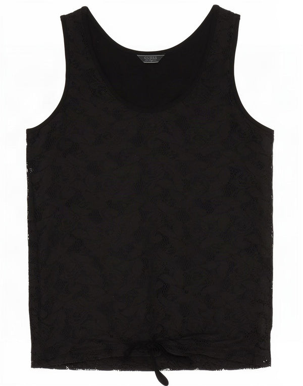 Guess Womens Lace Vest Top UK 14 Medium Black Floral Viscose
