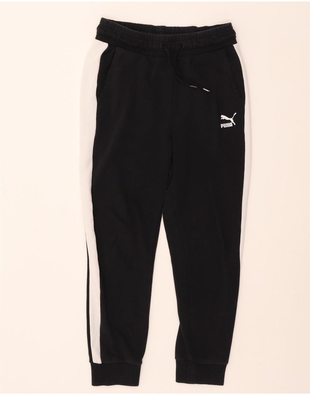 PUMA Womens Tracksuit Trousers Joggers UK 6 XS Black Colourblock Cotton