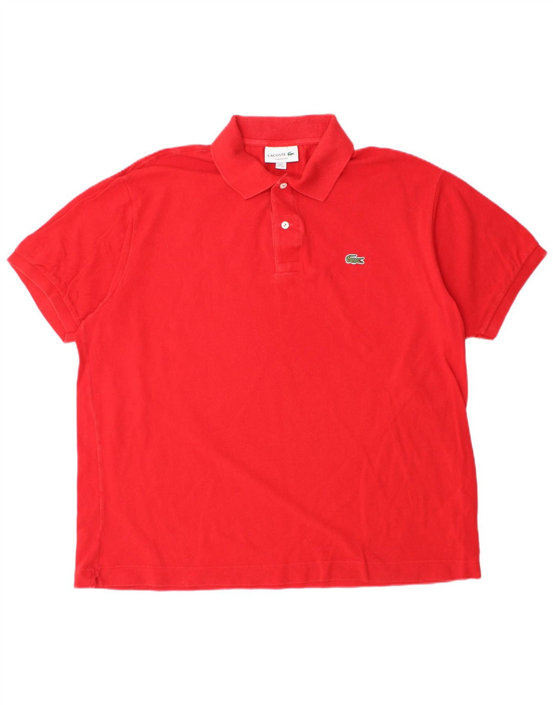 LACOSTE Mens Classic Fit Polo Shirt Size 7 2XL Red Cotton