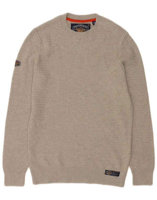 Superdry Mens Crew Neck Jumper Sweater Medium Grey Cotton
