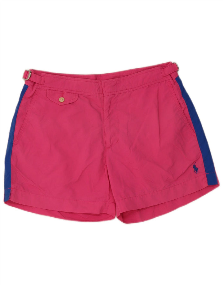 POLO RALPH LAUREN Womens Swimming Shorts UK 14 Medium  Pink Colourblock