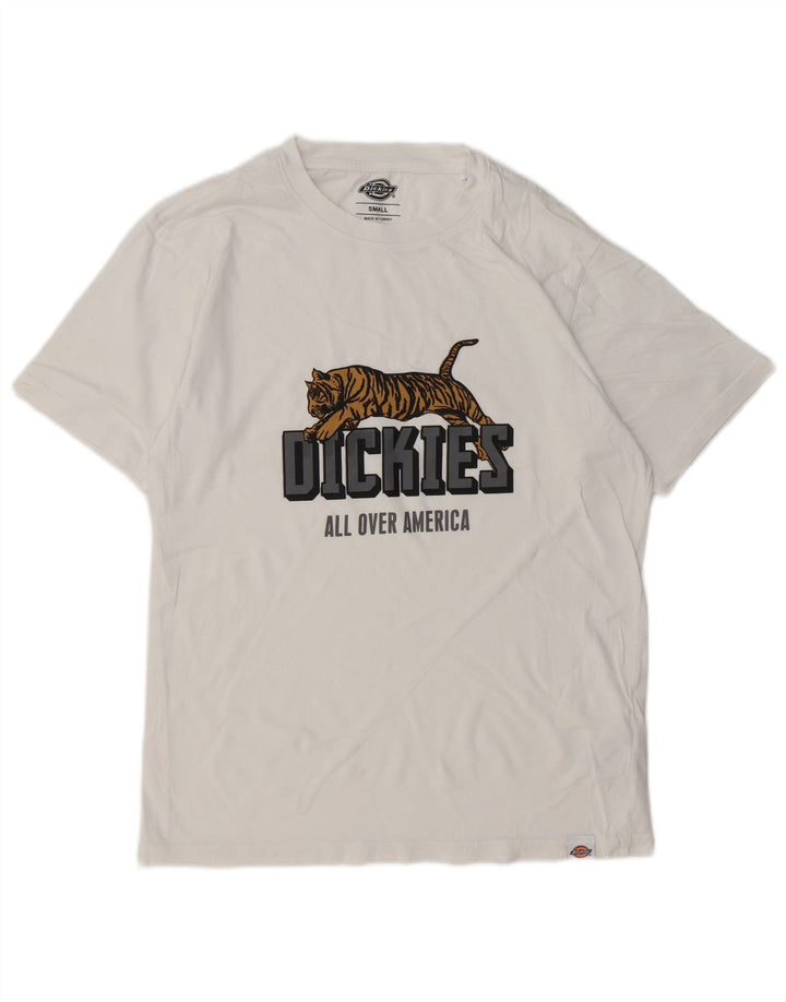 DICKIES Mens Graphic T-Shirt Top Small White Cotton