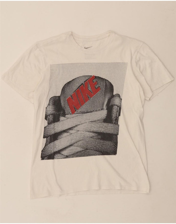 NIKE Mens Athletic Cut Graphic T-Shirt Top Small White Vintage Nike and Second-Hand Nike from Messina Hembry 