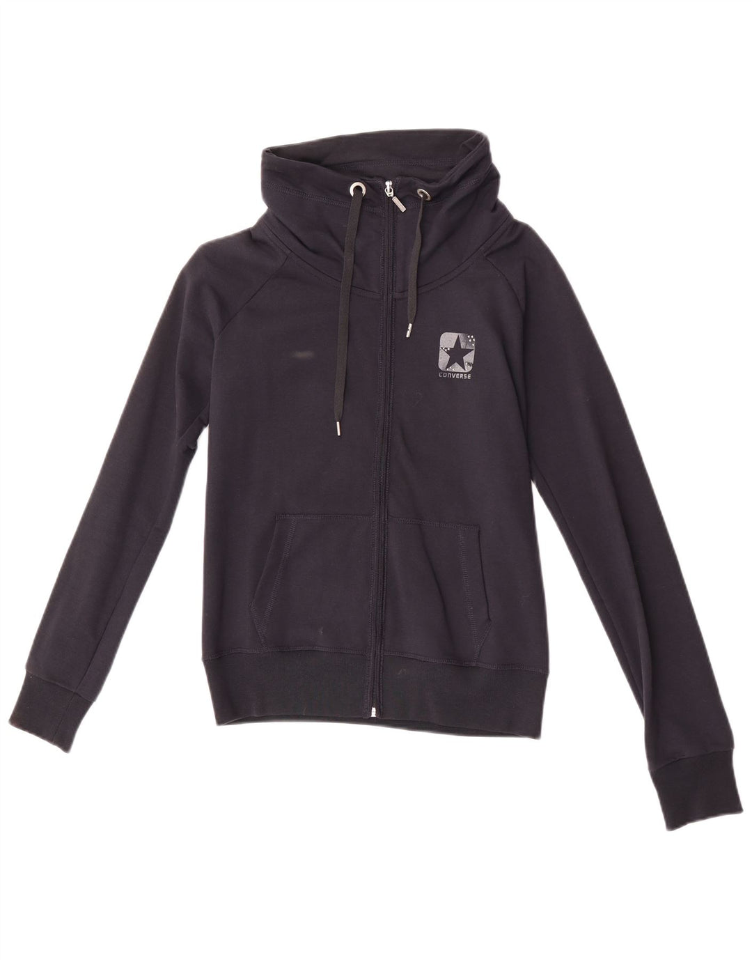 Converse Womens Tracksuit Top Jacket UK 12 Medium Navy Blue Cotton