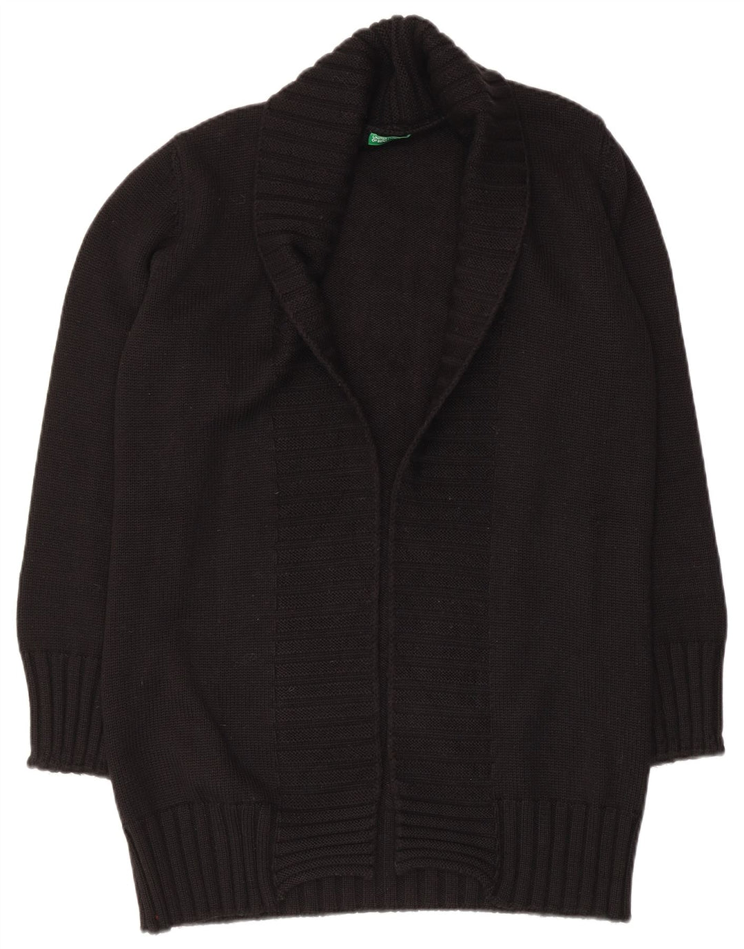 Benetton Womens Open Cardigan Sweater UK 12 Medium Black