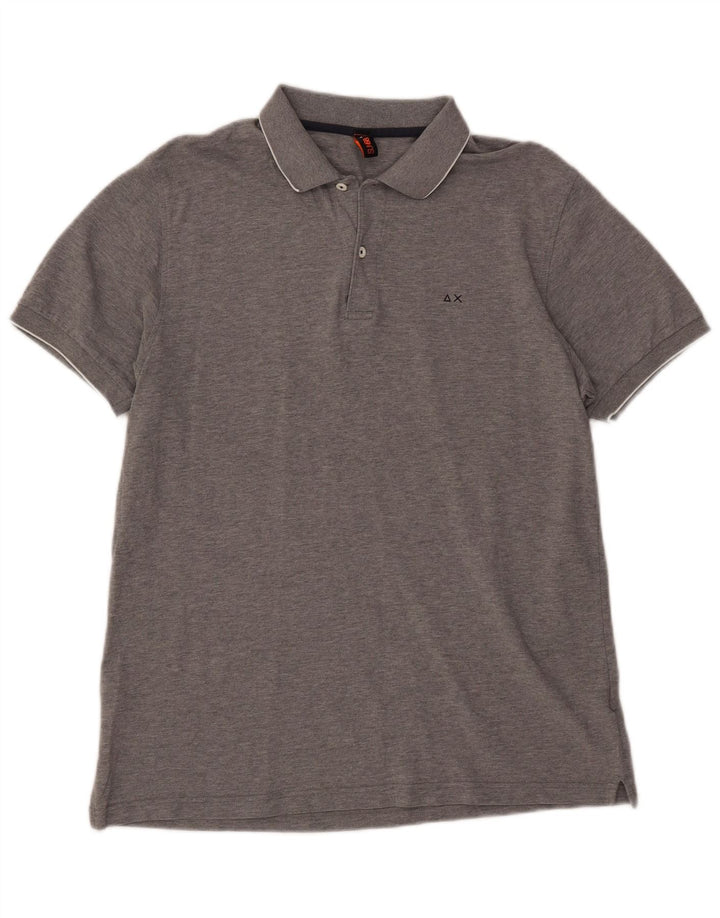 SUN68 Mens Polo Shirt XL Grey Flecked Cotton