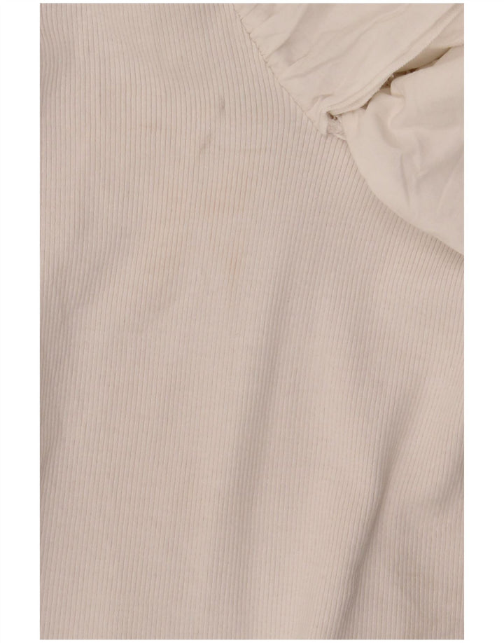 Zara Womens Ruffle Bodysuit UK 8 Small White Cotton