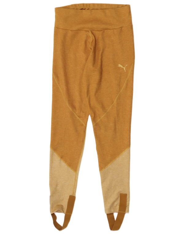 Puma Womens Stirrup Leggings UK 14 Large  Yellow Colourblock Polyester