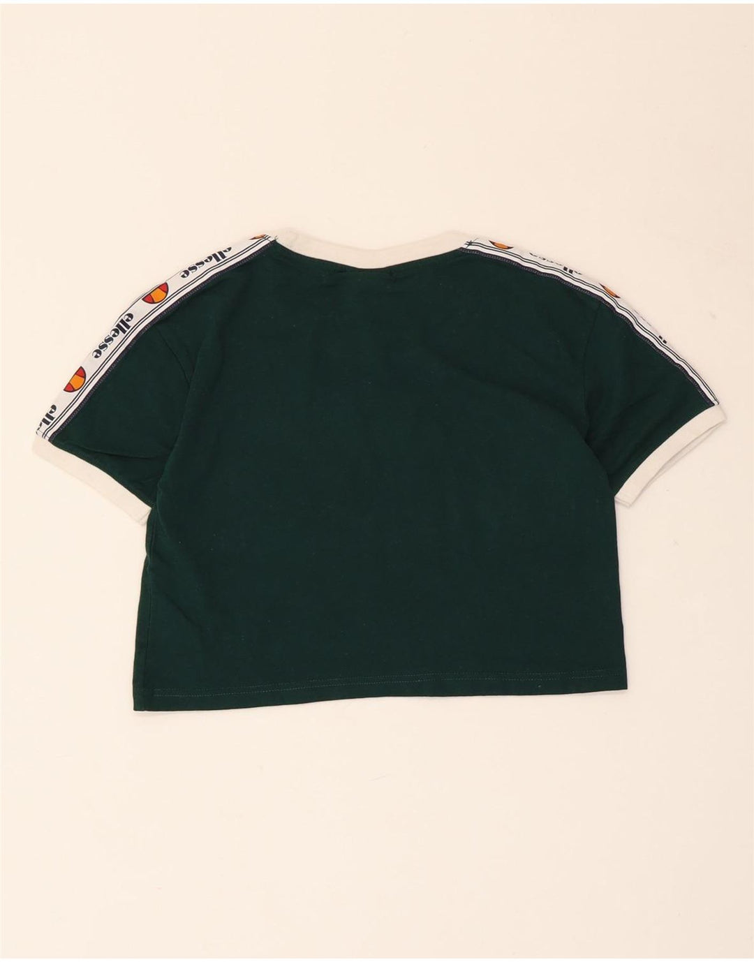 ELLESSE Womens Crop Graphic T-Shirt Top UK 4 XS Green Cotton