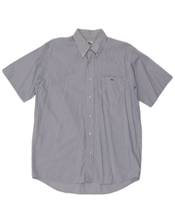 Lacoste Mens Short Sleeve Shirt Size 39 Medium Blue Pinstripe Cotton