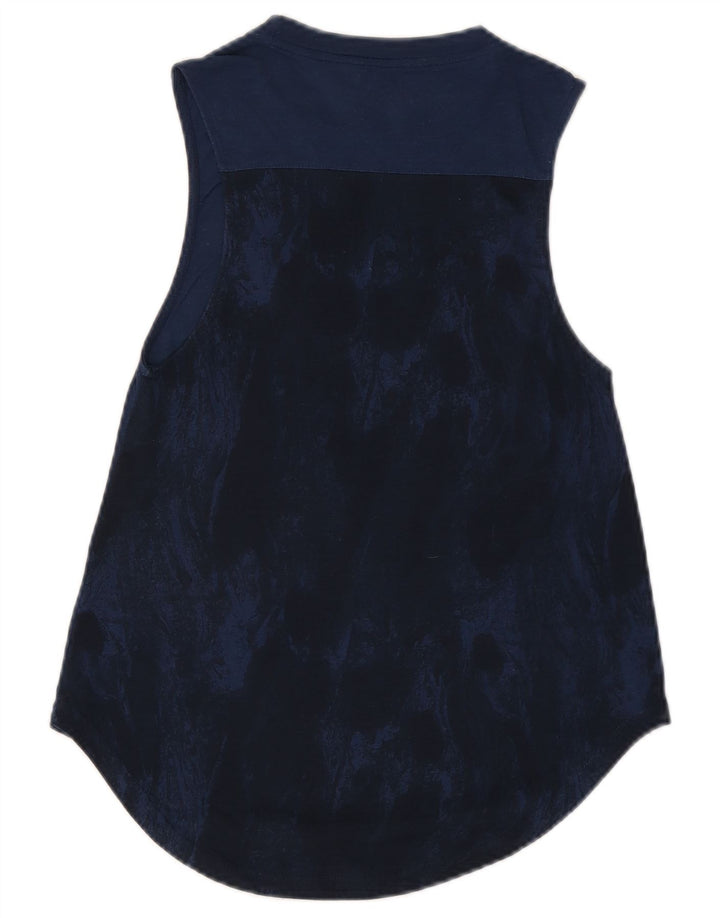 Adidas Womens Vest Top UK 8 Small Navy Blue Tie Dye Polyester