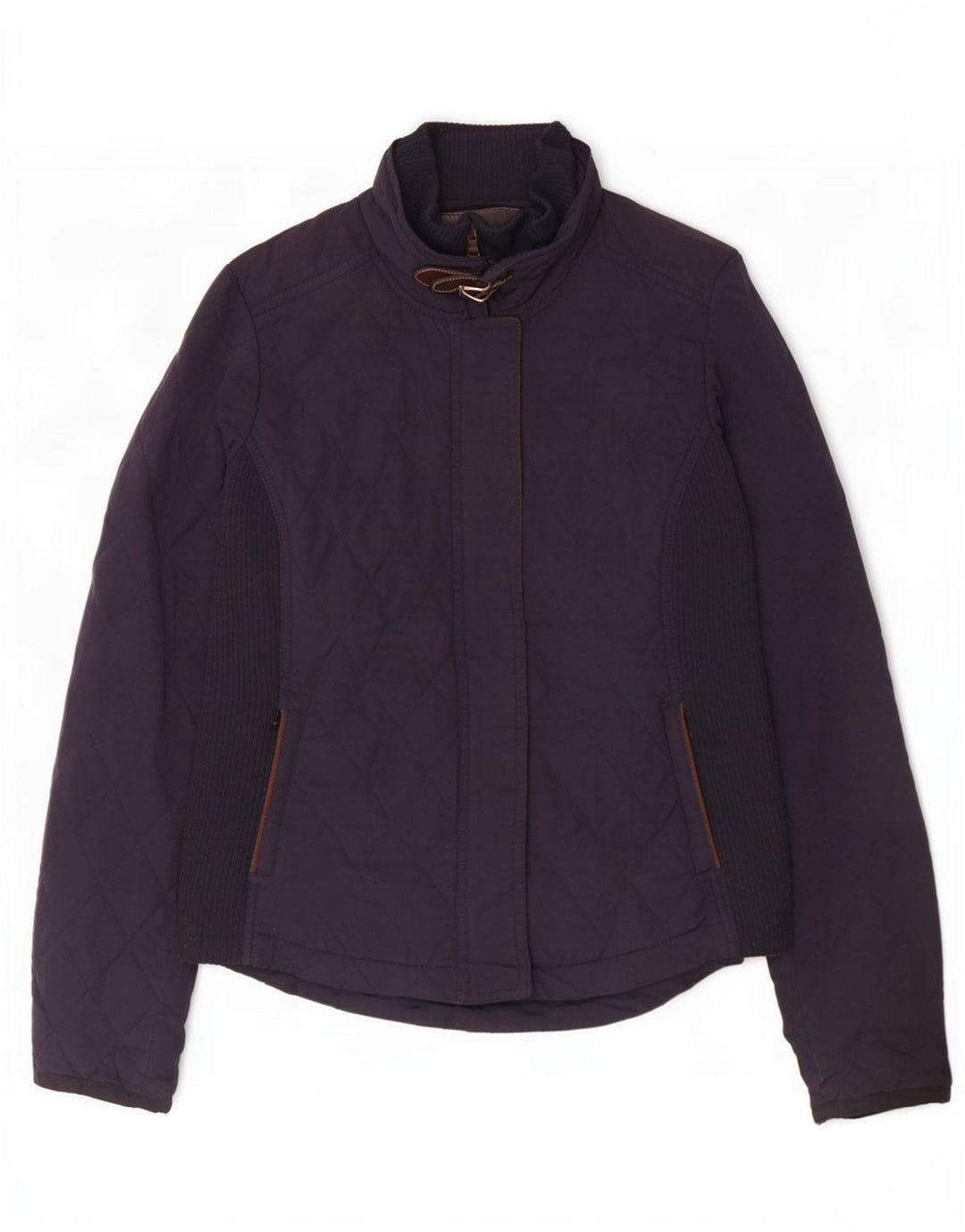 Massimo Dutti Womens Quilted Jacket UK 12 Medium Navy Blue Polyester