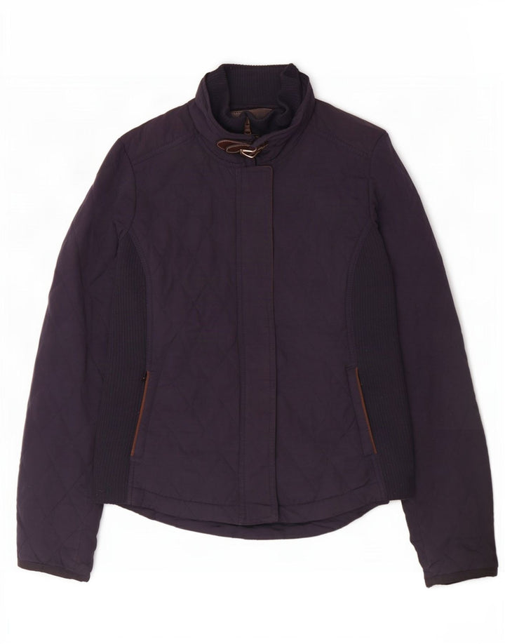 Massimo Dutti Womens Quilted Jacket UK 12 Medium Navy Blue Polyester
