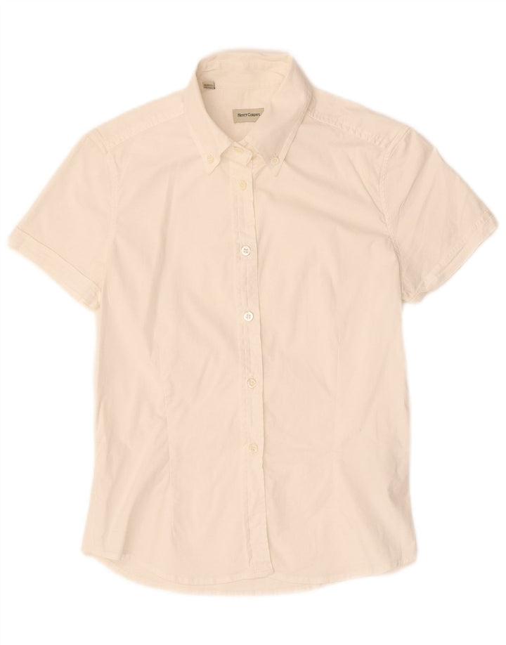 HENRY COTTONS Womens Short Sleeve Shirt IT 42 Medium White Cotton